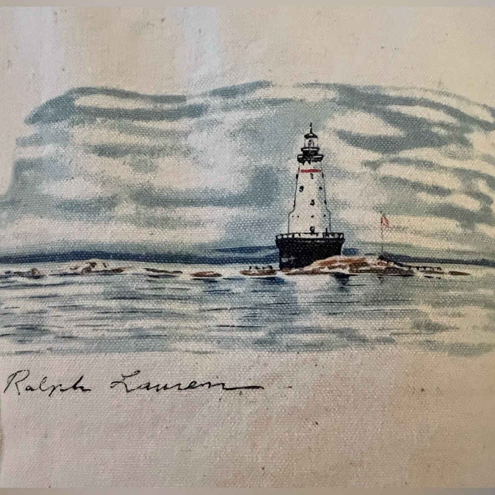 Ralph Lauren Lighthouse Motif Canvas Vest RARE Kids Unisex Girls Boys Vintage 4T